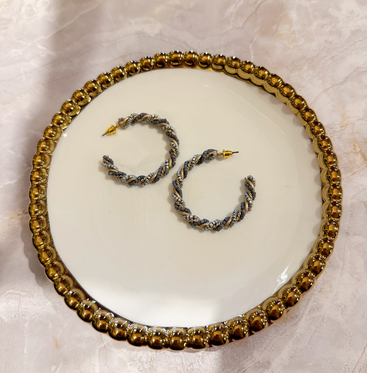 Beaded Twist Hoops
