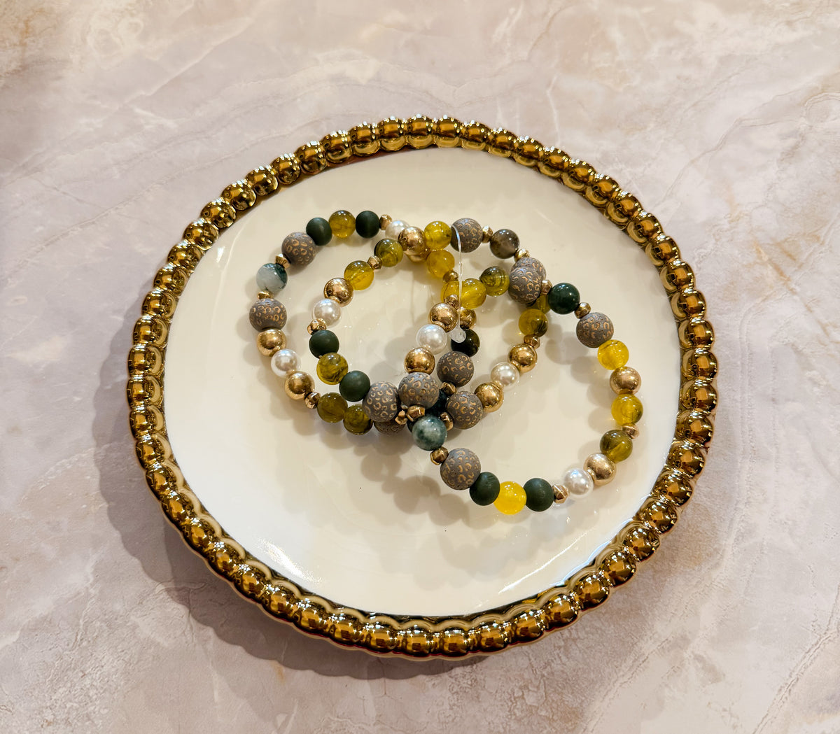 Moss & Gold Bracelet Stack