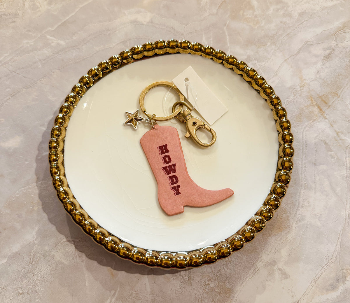 Leather Howdy Keychain