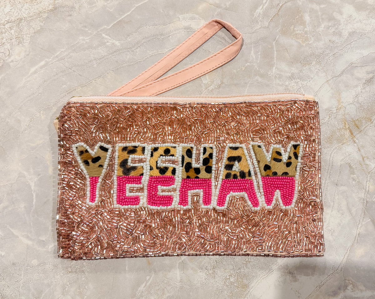 Yeehaw Cheetah Beaded Wristlet
