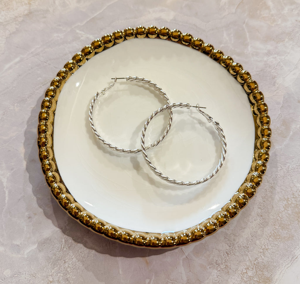 Silver Twisty Hoops